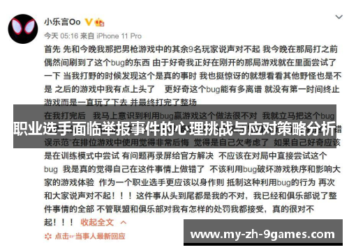 职业选手面临举报事件的心理挑战与应对策略分析